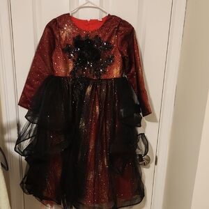 Glittery Red and Black Kids Halloween Costume Dress
